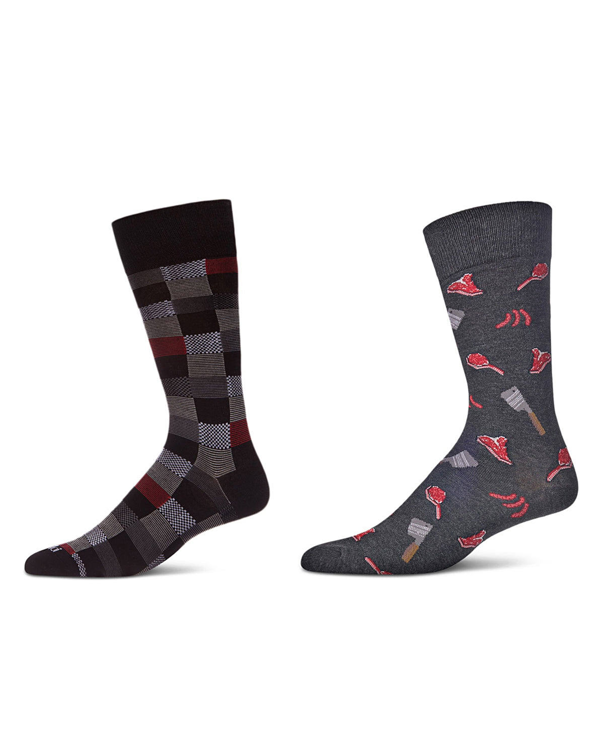 Men's 2 Pair Pack Novelty Dress Crew Socks : Color: Dark Gray Heather