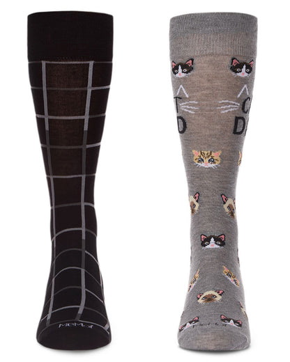Men's 2 Pair Pack Novelty Dress Crew Socks : Color: Black-Black