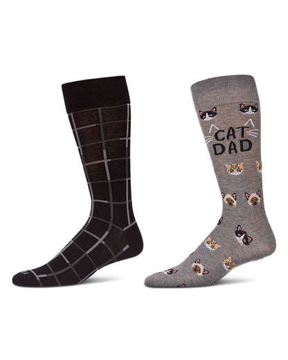 Men's 2 Pair Pack Novelty Dress Crew Socks : Color: Black-Black