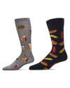Men's 2 Pair Pack Novelty Crew Socks : Color: Black-Black