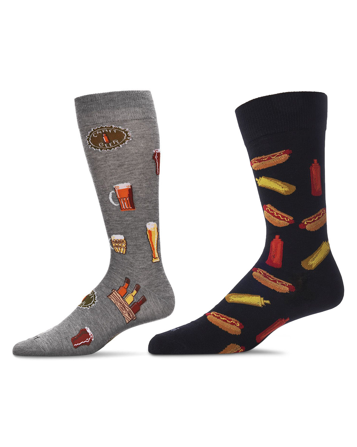 Men's 2 Pair Pack Novelty Crew Socks : Color: Black-Black