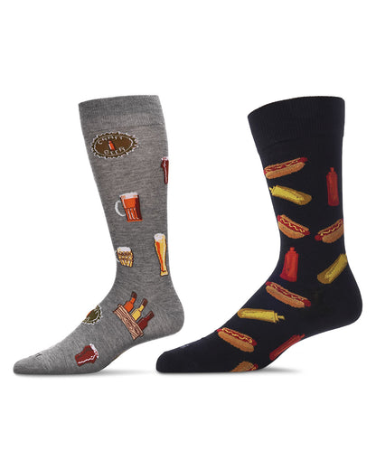 Men's 2 Pair Pack Novelty Crew Socks : Color: Black-Black