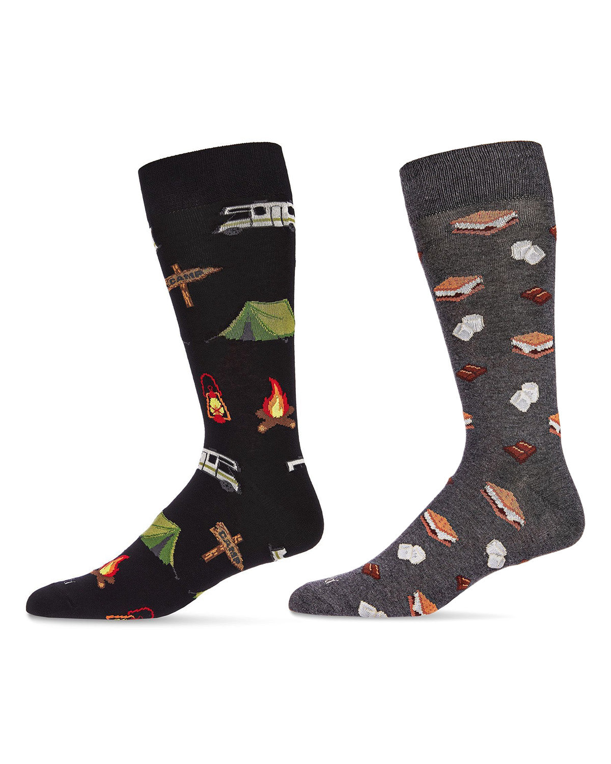 Men's 2 Pair Pack Novelty Crew Socks : Color: Black-Charcoal