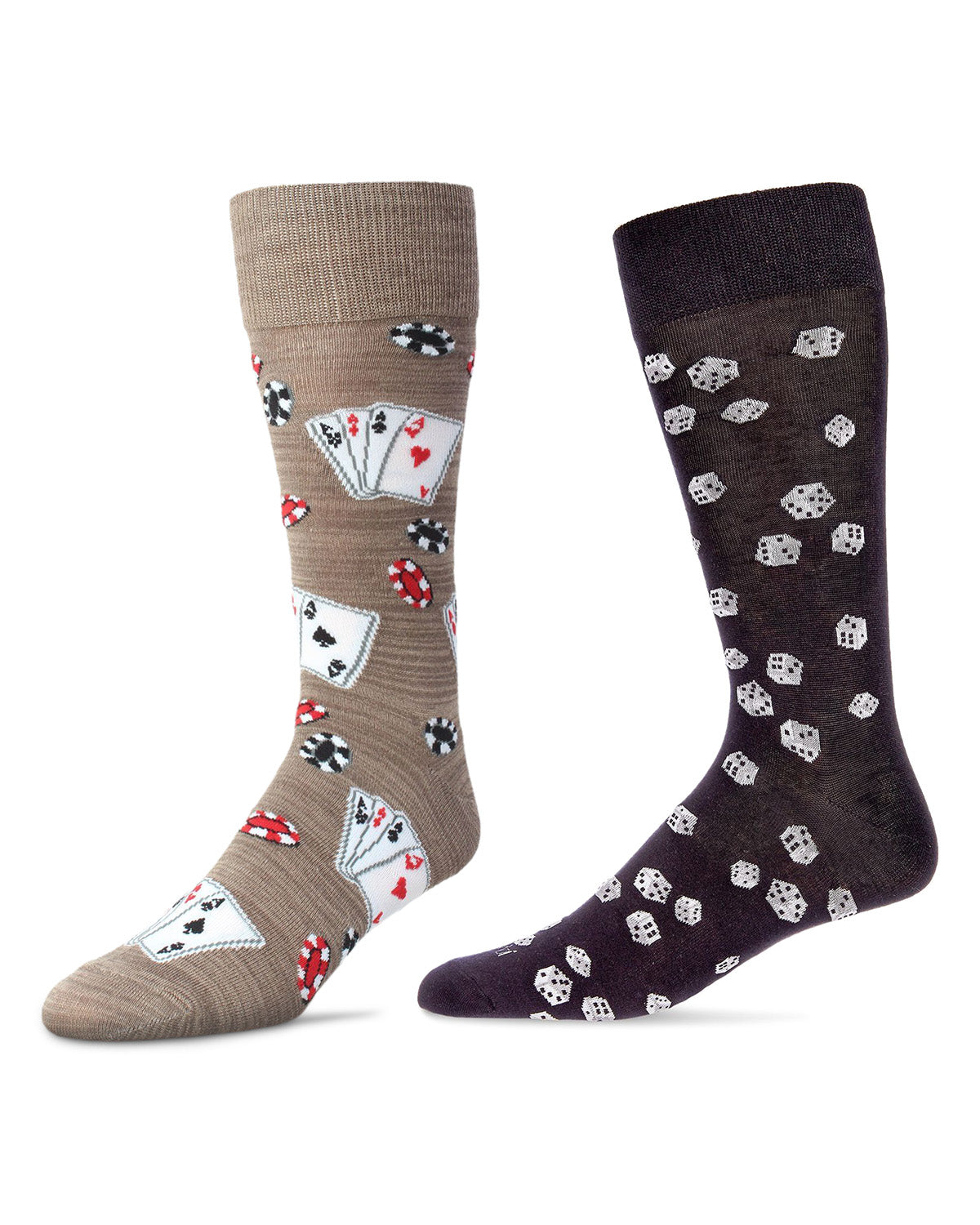 Men's 2 Pair Pack Novelty Crew Socks : Color: Black-Crockery