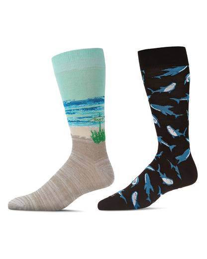 Men's 2 Pair Pack Novelty Crew Socks : Color: Black Marled