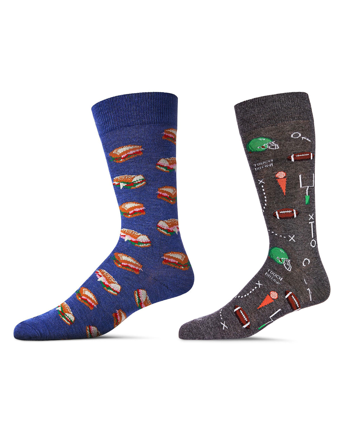 Men's 2 Pair Pack Novelty Crew Socks : Color: Charcoal Heather