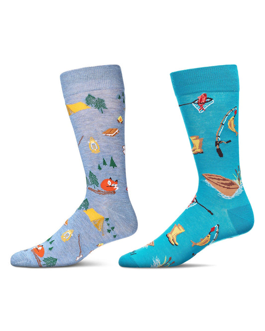 Men's 2 Pair Pack Novelty Crew Socks : Color: Denim Heather