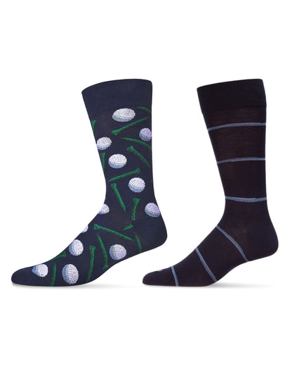 Men's 2 Pair Pack Novelty Crew Socks : Color: Navy-Navy