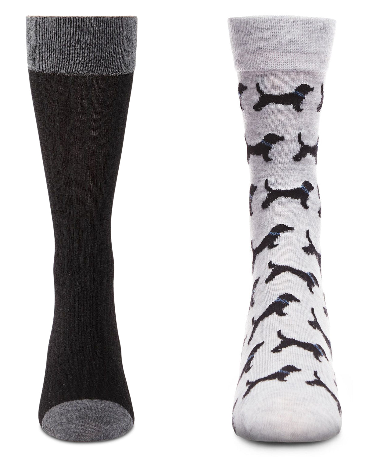Men's 2 Pair Pack Cashmere Novelty Animal Crew Socks : Color: Black-Black