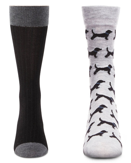 Men's 2 Pair Pack Cashmere Novelty Animal Crew Socks : Color: Black-Black
