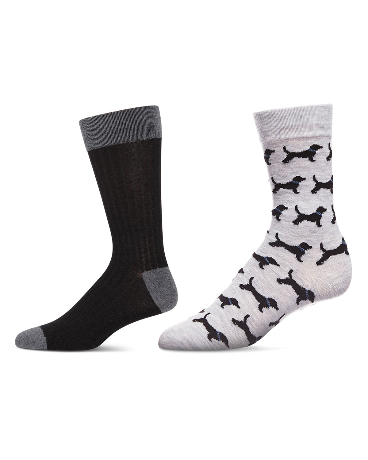 Men's 2 Pair Pack Cashmere Novelty Animal Crew Socks : Color: Black-Black