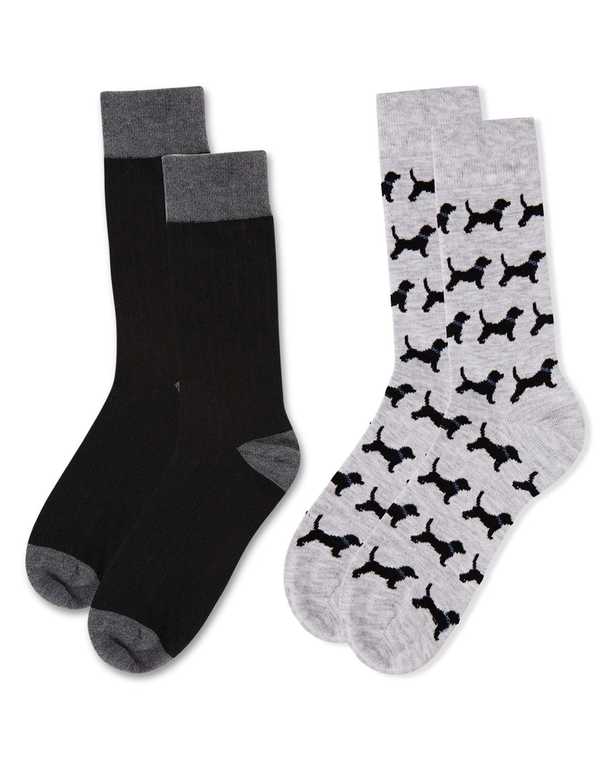 Men's 2 Pair Pack Cashmere Novelty Animal Crew Socks : Color: Black-Black