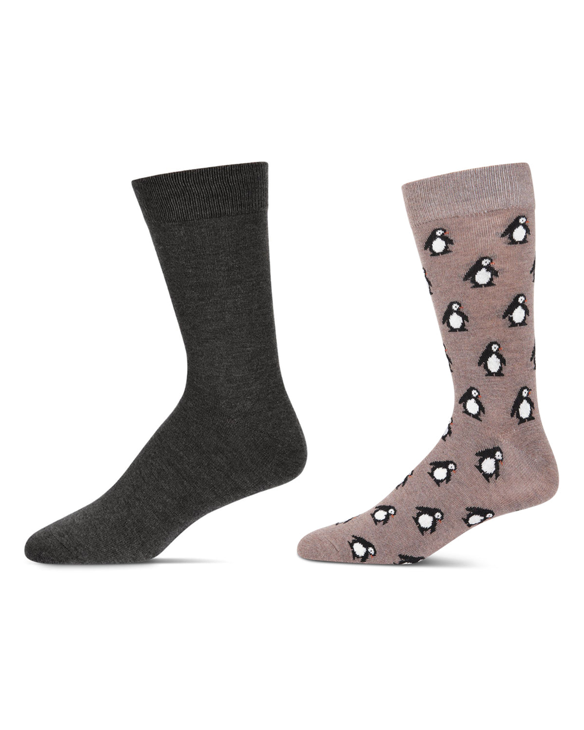 Men's 2 Pair Pack Cashmere Novelty Animal Crew Socks : Color: Black-Nude