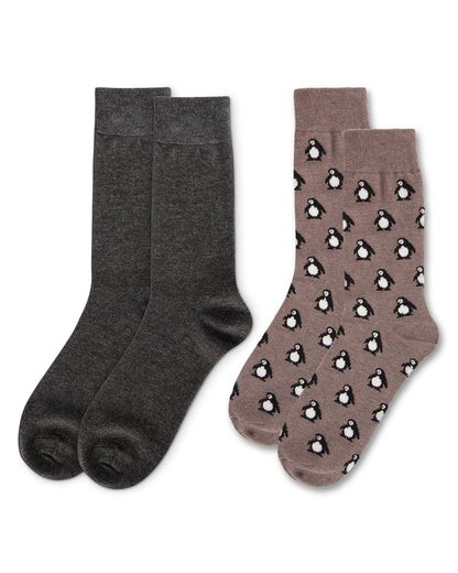 Men's 2 Pair Pack Cashmere Novelty Animal Crew Socks : Color: Black-Black