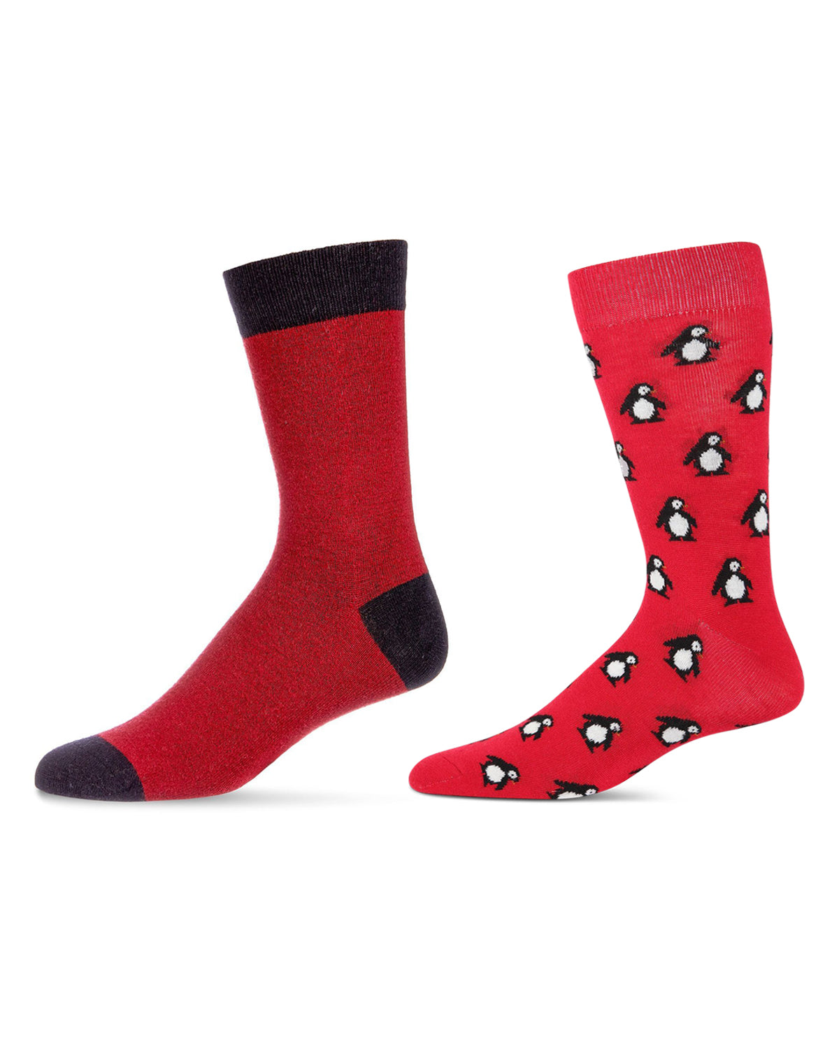 Men's 2 Pair Pack Cashmere Novelty Animal Crew Socks : Color: Black-Red
