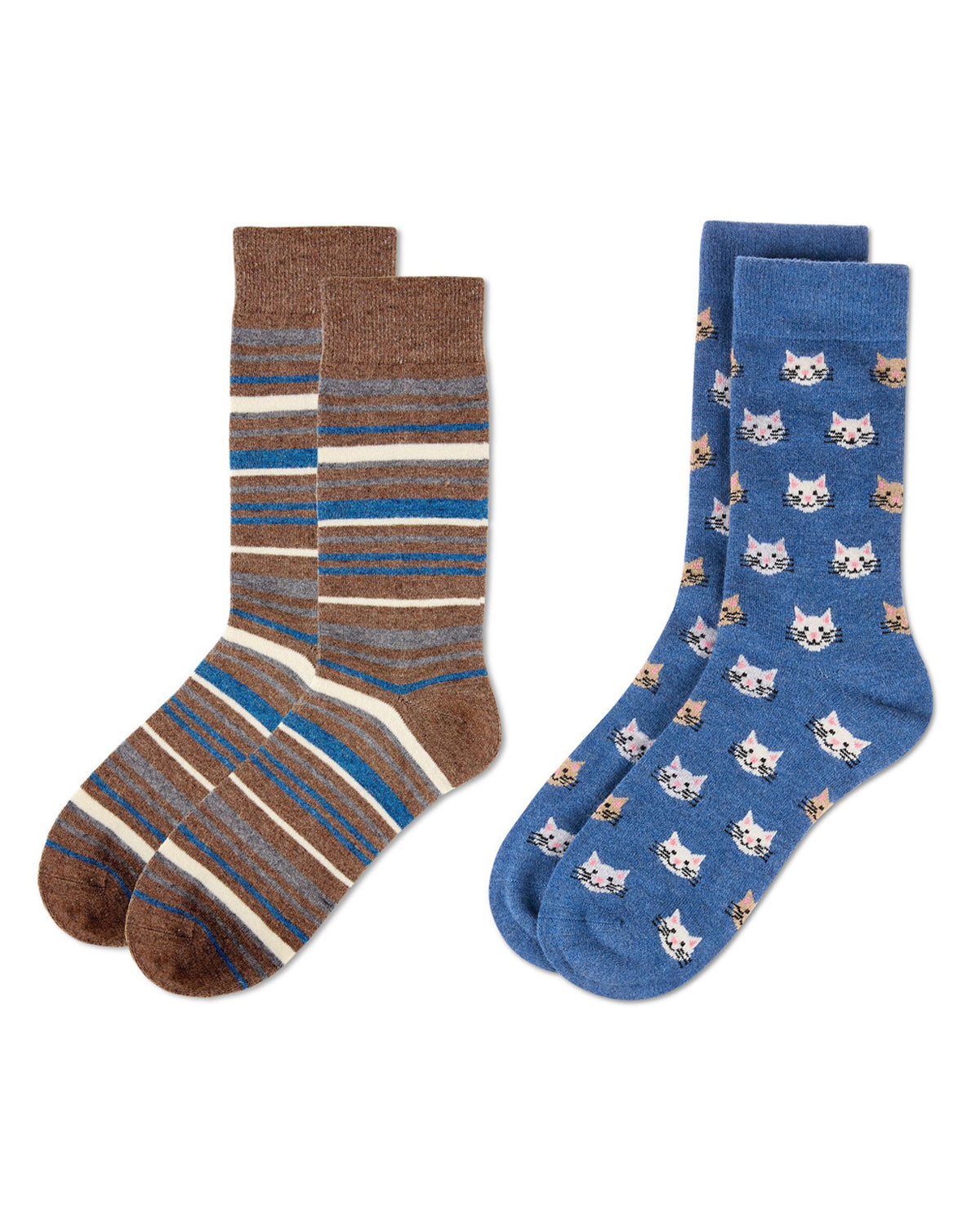 Men's 2 Pair Pack Cashmere Novelty Animal Crew Socks : Color: Black-Black