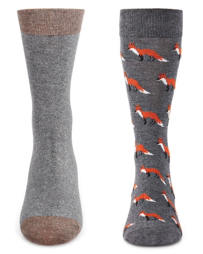 Men's 2 Pair Pack Cashmere Novelty Animal Crew Socks : Color: Black-Black