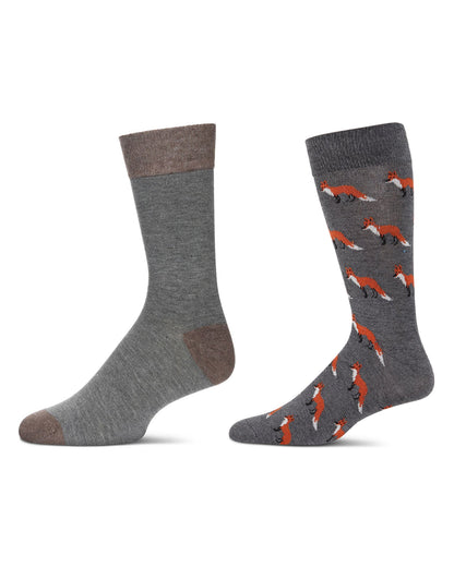 Men's 2 Pair Pack Cashmere Novelty Animal Crew Socks : Color: Gray Heather
