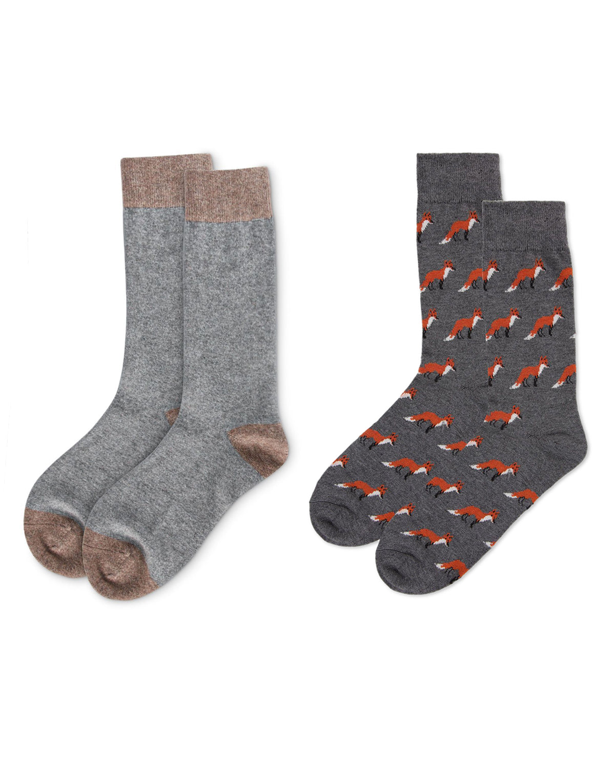 Men's 2 Pair Pack Cashmere Novelty Animal Crew Socks : Color: Black-Black