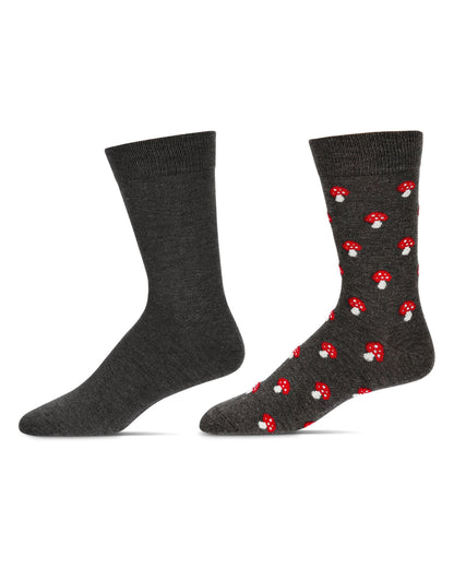 Men's 2 Pair Pack Cashmere Novelty Crew Socks : Color: Dark Gray Heather