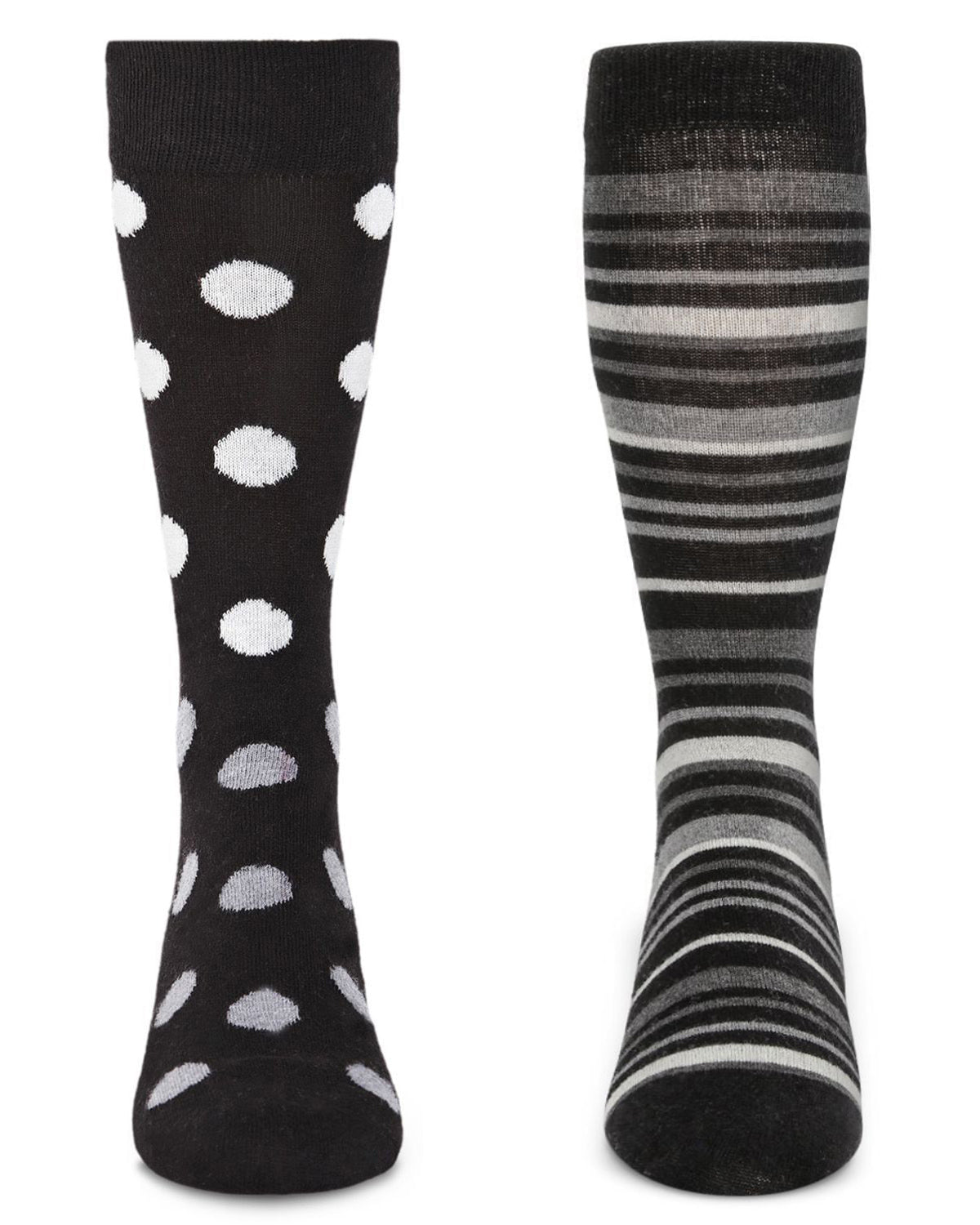 Men's 2 Pair Pack Cashmere Crew Socks : Color: Black-Black