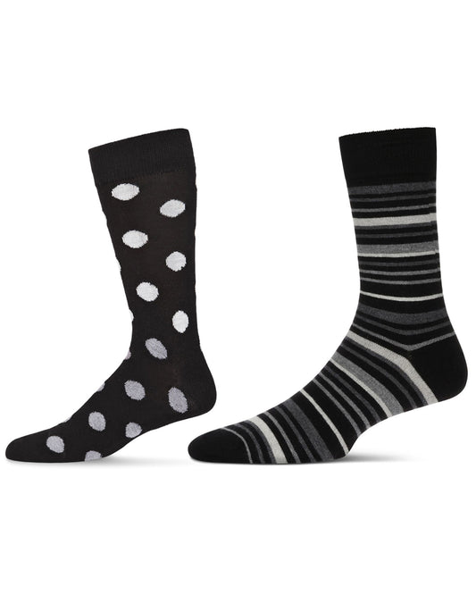 Men's 2 Pair Pack Cashmere Crew Socks : Color: Black-Black