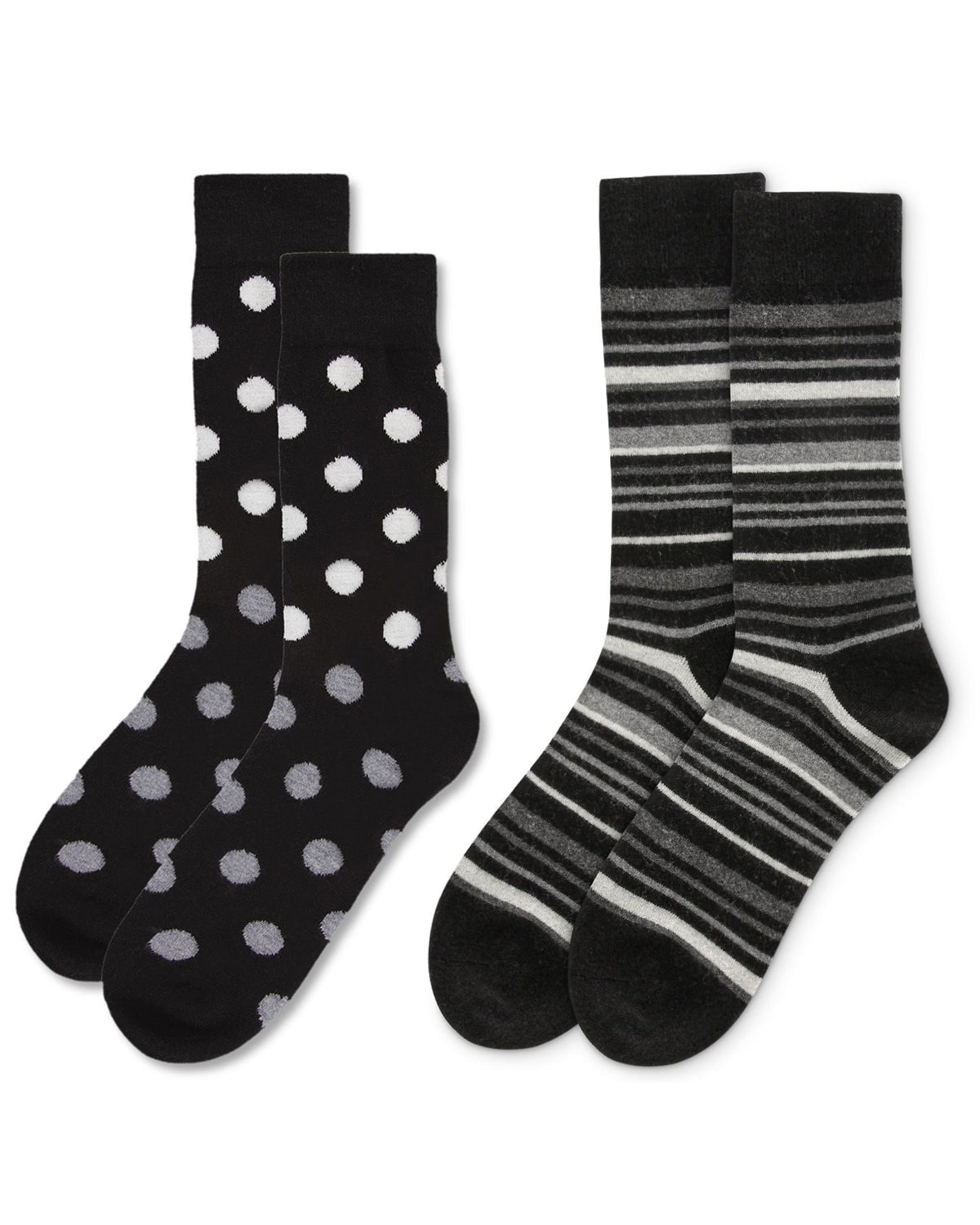 Men's 2 Pair Pack Cashmere Crew Socks : Color: Black-Black