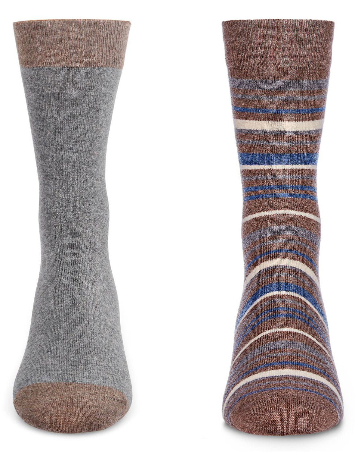 Men's 2 Pair Pack Cashmere Crew Socks : Color: Brown Heather