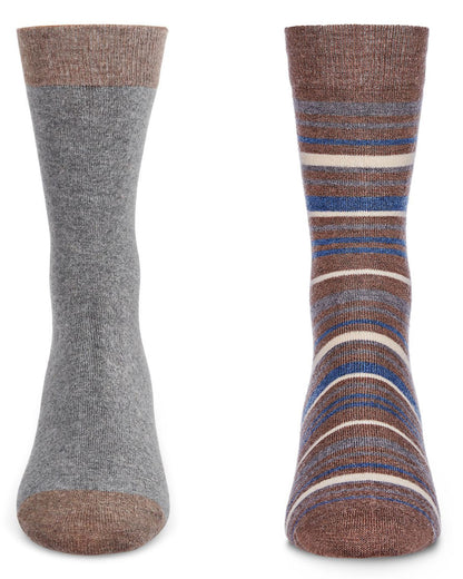 Men's 2 Pair Pack Cashmere Crew Socks : Color: Brown Heather