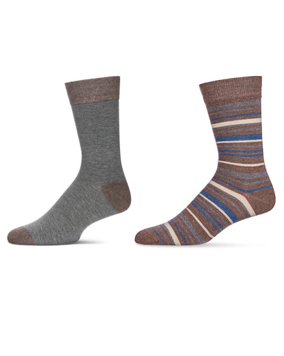 Men's 2 Pair Pack Cashmere Crew Socks : Color: Brown Heather