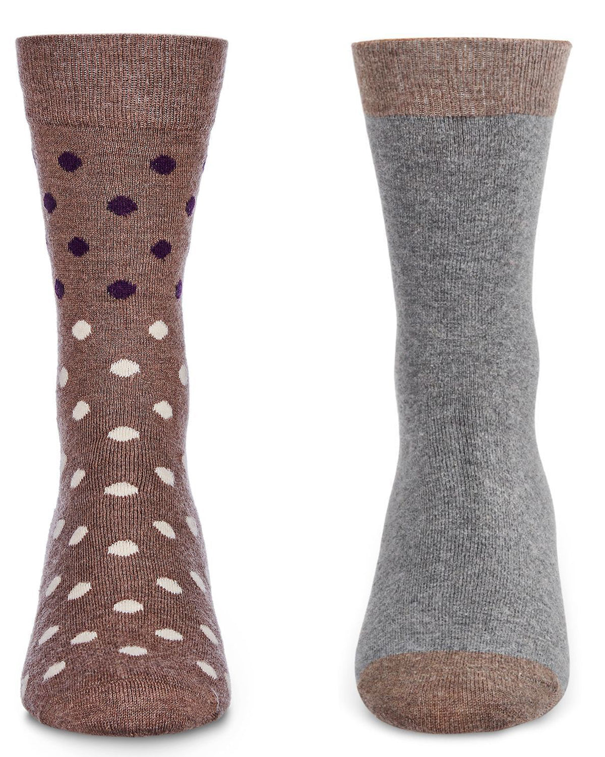 Men's 2 Pair Pack Cashmere Crew Socks : Color: Brown