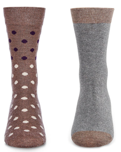 Men's 2 Pair Pack Cashmere Crew Socks : Color: Brown