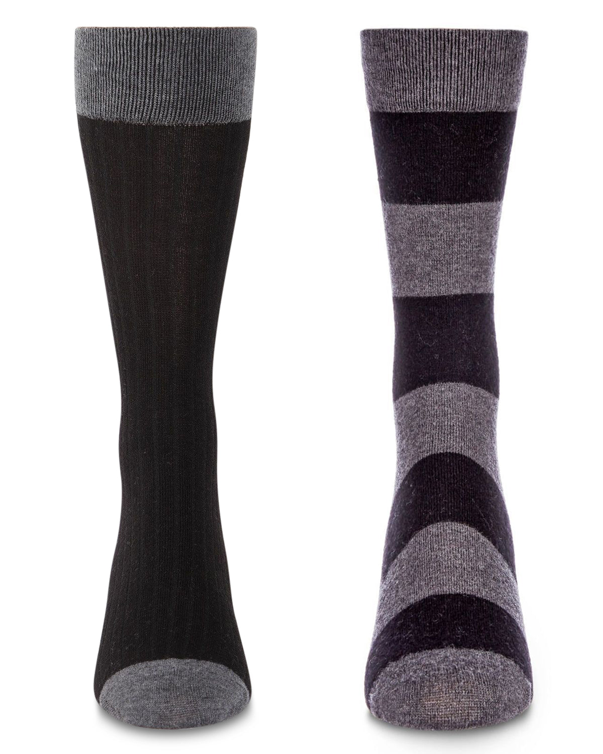 Men's 2 Pair Pack Cashmere Crew Socks : Color: Black-Black