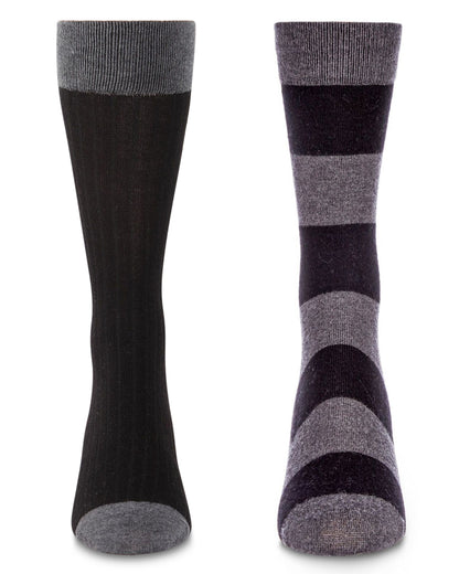 Men's 2 Pair Pack Cashmere Crew Socks : Color: Black-Black