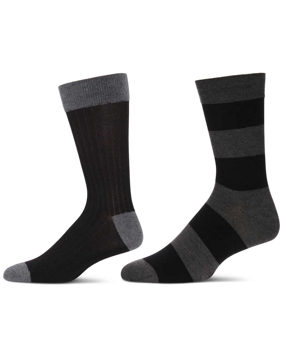 Men's 2 Pair Pack Cashmere Crew Socks : Color: Gray-Black