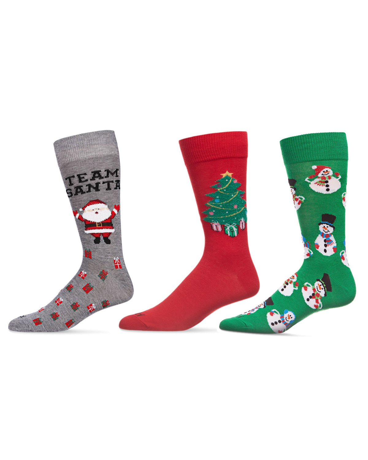 Men's 3 Pair Pack Holiday Novelty Crew Socks : Color: Red