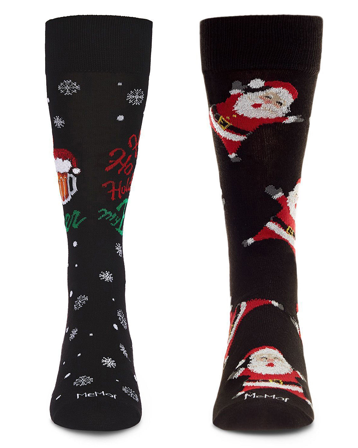 Men's 2 Pair Pack Novelty Holiday Cheer Crew Socks : Color: Black-Black
