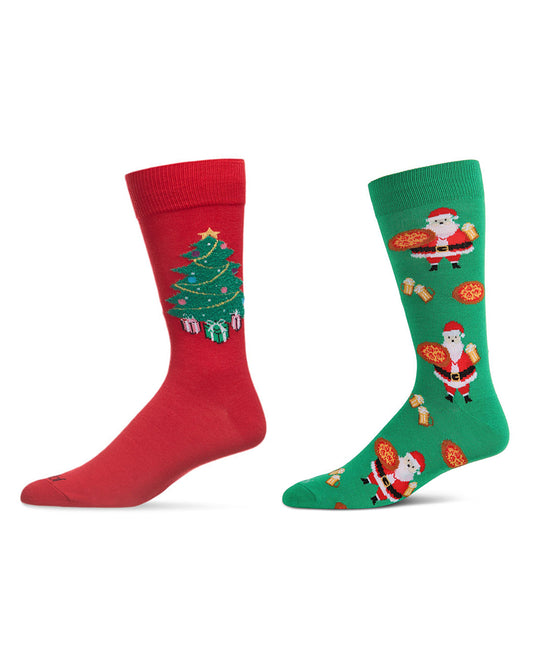 Men's 2 Pair Pack Novelty Holiday Food Crew Socks : Color: Red