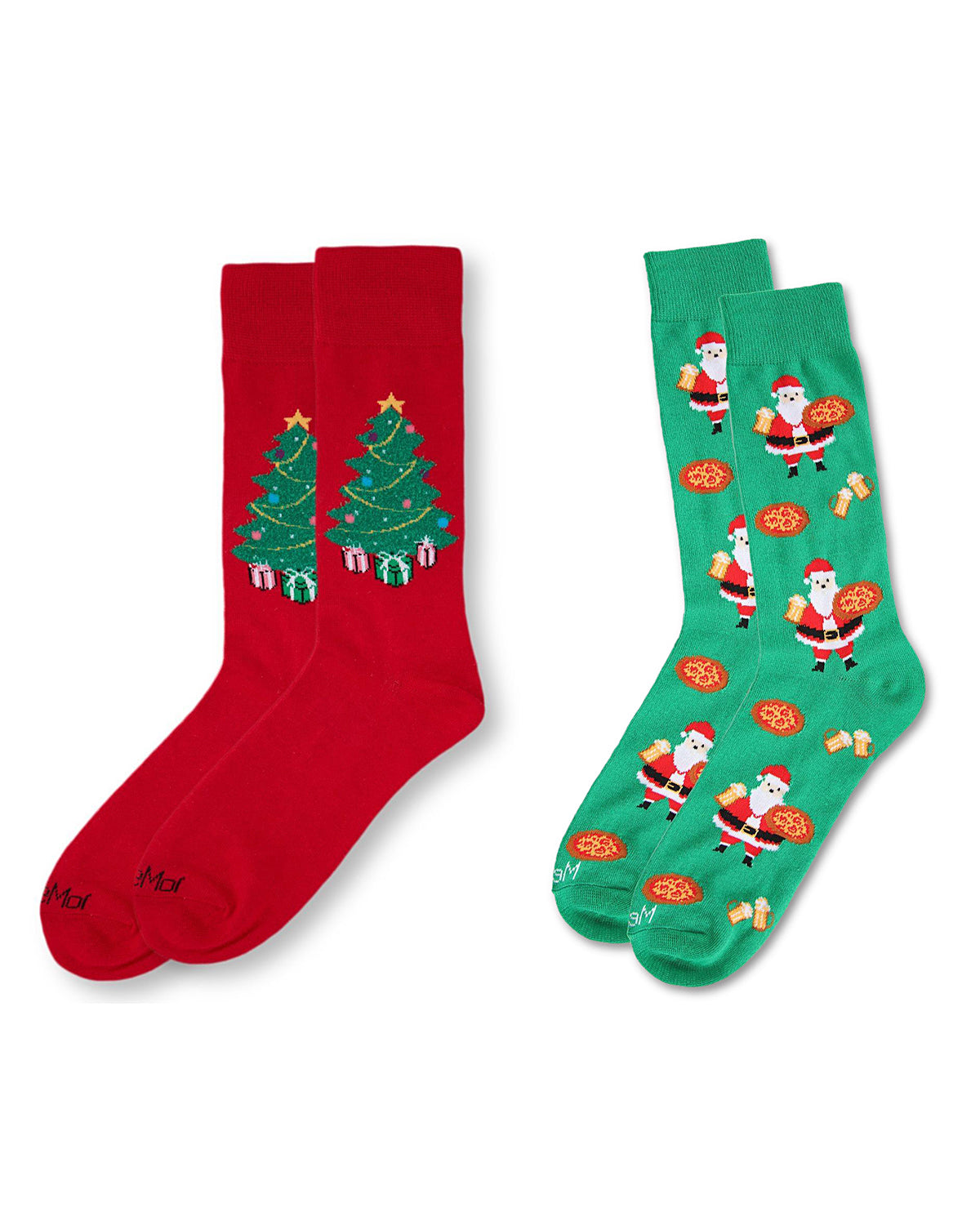 Men's 2 Pair Pack Novelty Holiday Food Crew Socks : Color: Red
