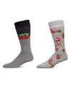 Men's 2 Pair Pack Novelty Christmas Animal Crew Socks : Color: Gray