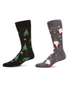 2 Pair Men's Holiday Christmas Novelty Crew Socks : Color: Gray