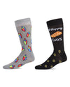 Men's 2 Pair Pack Novelty Hanukkah Holiday Crew Socks : Color: Black-Black