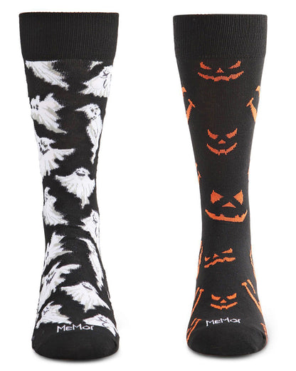 Men's 2 Pair Pack Novelty Halloween Crew Socks : Color: Black-Black