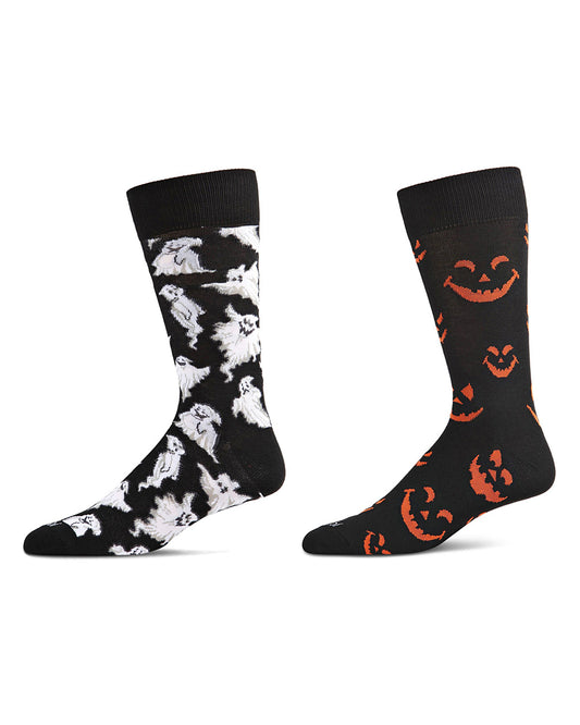 Men's 2 Pair Pack Novelty Halloween Crew Socks : Color: Black-Black