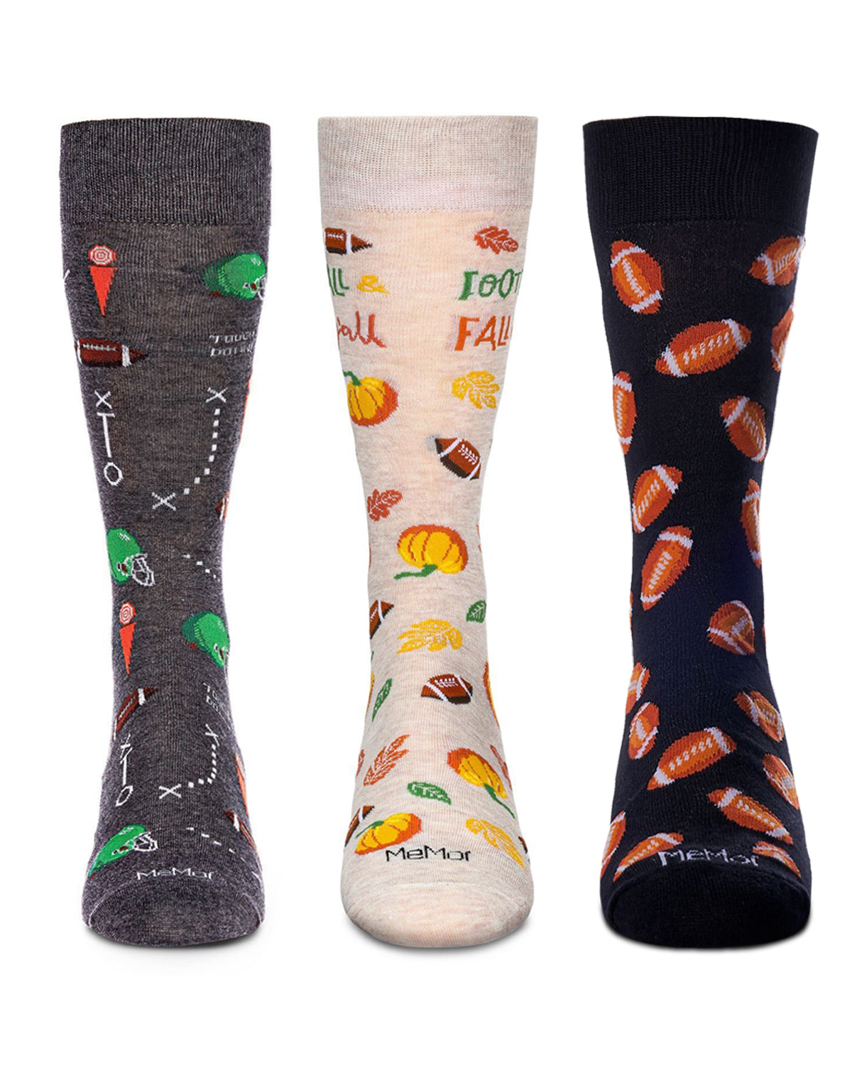 Men's 3 Pair Pack Novelty Sports Crew Socks : Color: Black