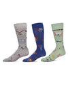 Men's 3 Pair Pack Novelty Sports Crew Socks : Color: Green
