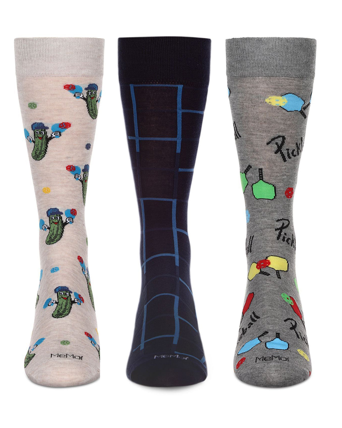 Men's 3 Pair Pack Novelty Sports Crew Socks : Color: Black