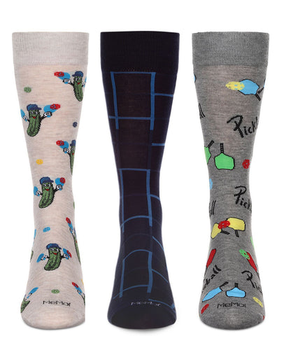 Men's 3 Pair Pack Novelty Sports Crew Socks : Color: Black