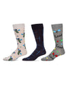 Men's 3 Pair Pack Novelty Sports Crew Socks : Color: Lt Gray Heather