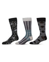 Men's 3 Pair Pack Novelty Hobbies Crew Socks : Color: Gray-Black